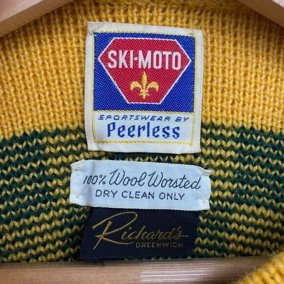 Vintage 100% Worsted Wool Sweater Size M L Peerless Richards Greenwich Ski Moto - Picture 10 of 10